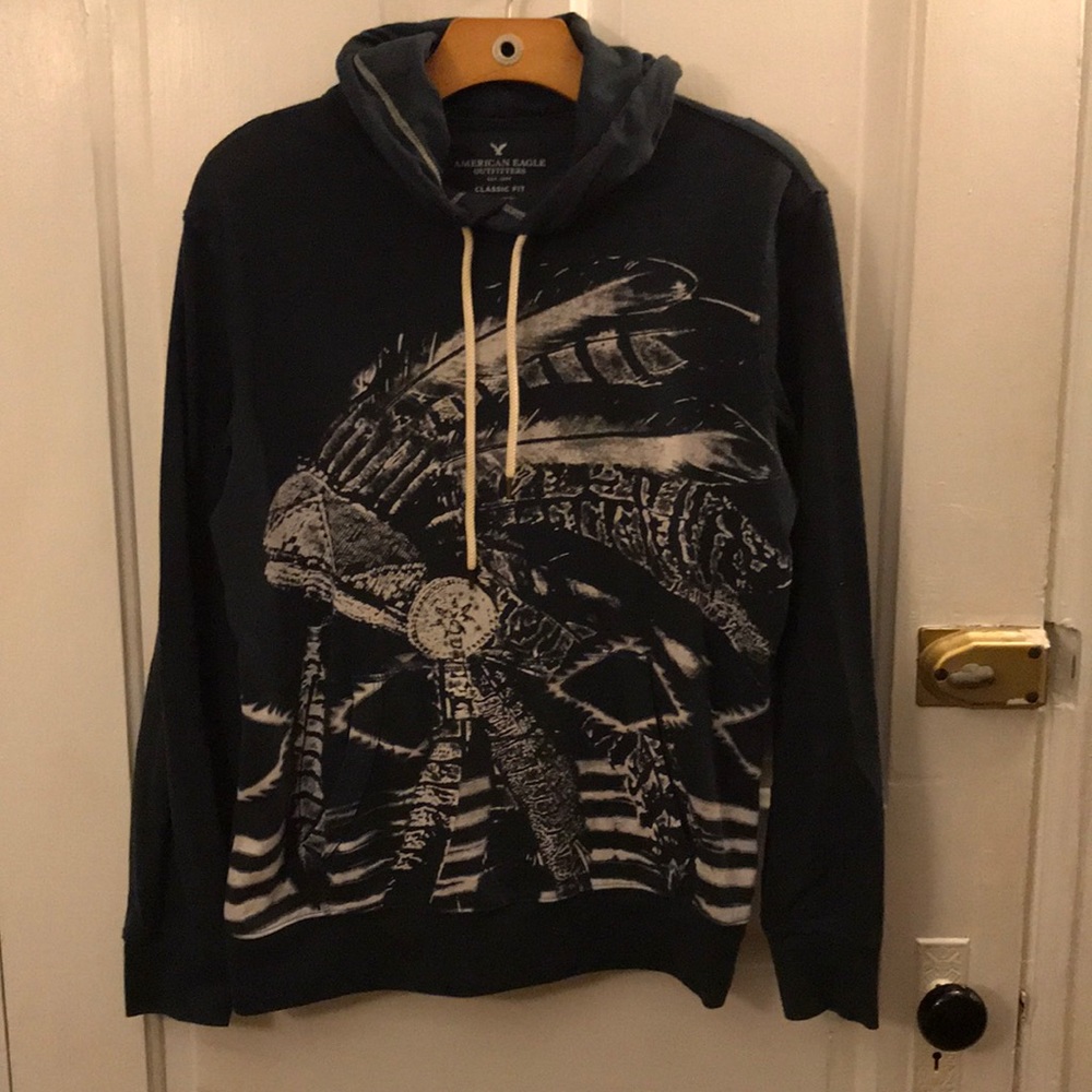 American Eagle Graphic Hoodie Long Sleeve Tee